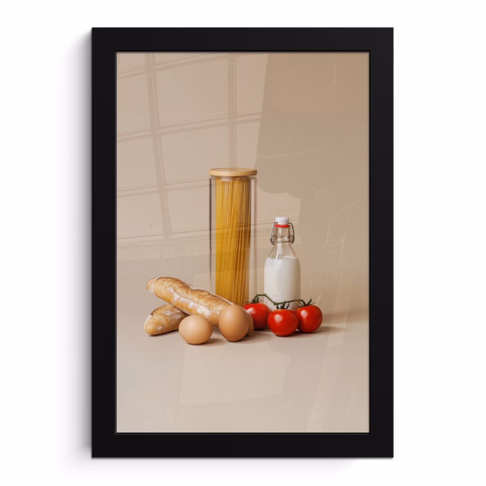 Poster met lijst - Spaghetti - Melk - Tomaten - Eieren - Brood — 1