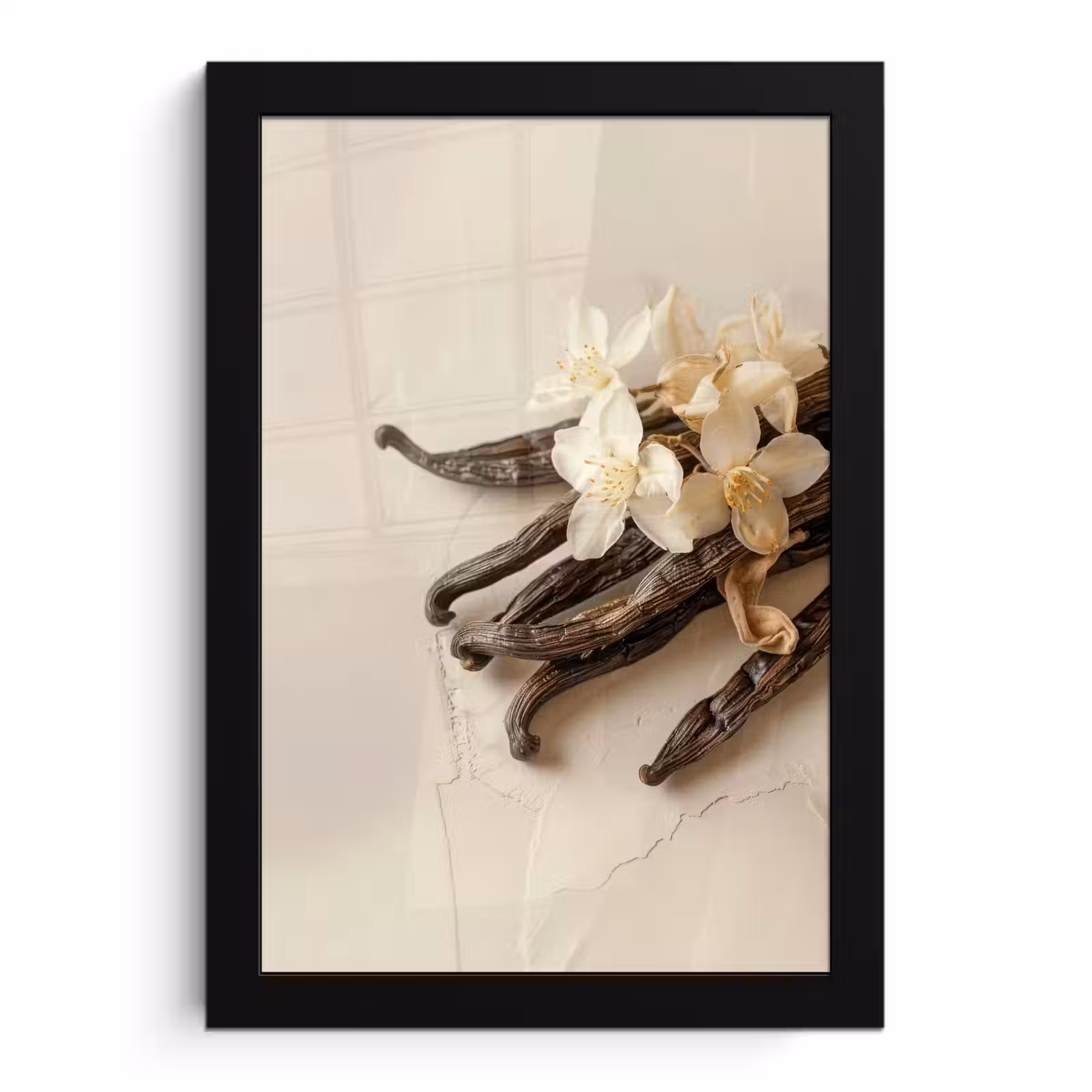 Poster met lijst - Vanille - Bloemen - Beige — 1