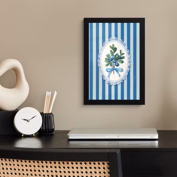 Poster met lijst - Illustratie - Bessen - Blauw - Strepen — 3