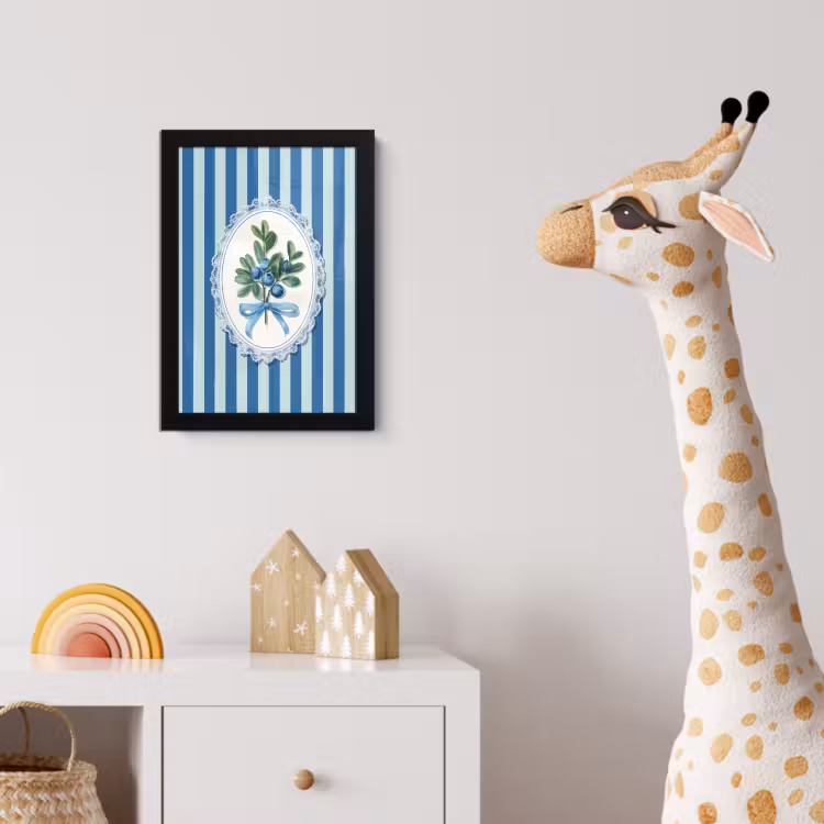 Poster met lijst - Illustratie - Bessen - Blauw - Strepen — 5
