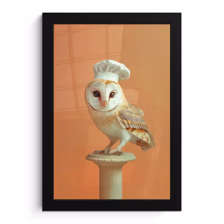 Poster met lijst - Kerkuil - Koksmuts - Oranje - Vogel — 1