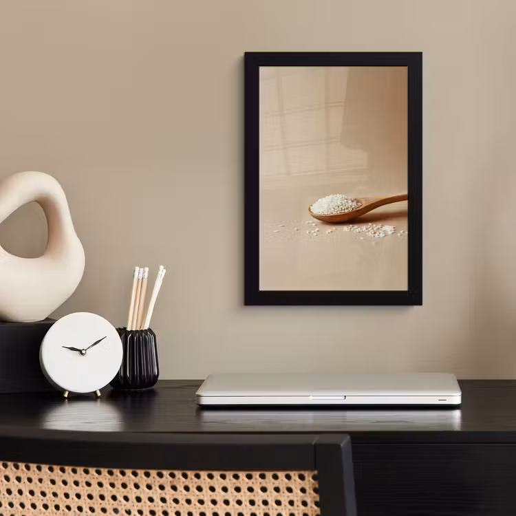 Poster met lijst - Lepel - Rijst - Hout - Beige — 3