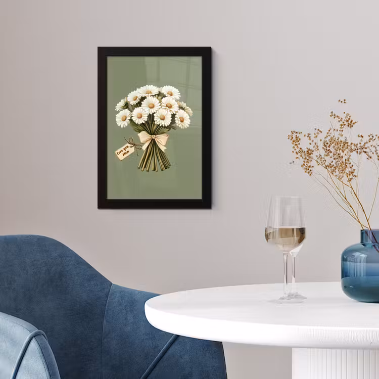 Poster met lijst - Lint - Boeket - Groen - Quote — 2
