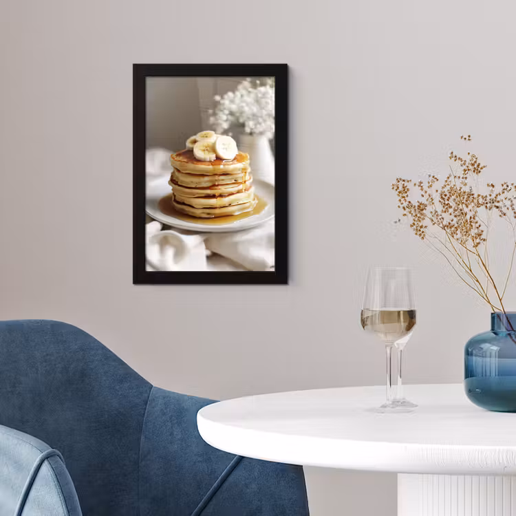 Poster met lijst - Pannenkoeken - Banaan - Siroop - Wit - Beige — 2