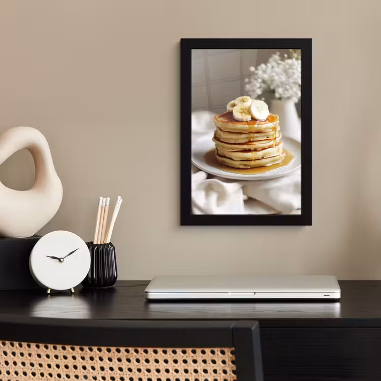Poster met lijst - Pannenkoeken - Banaan - Siroop - Wit - Beige — 3