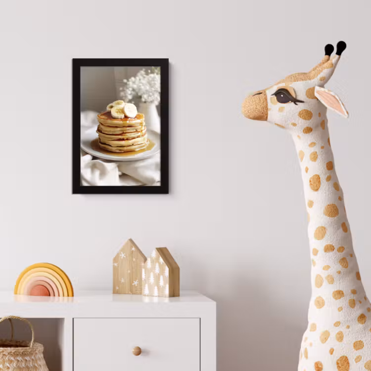 Poster met lijst - Pannenkoeken - Banaan - Siroop - Wit - Beige — 5