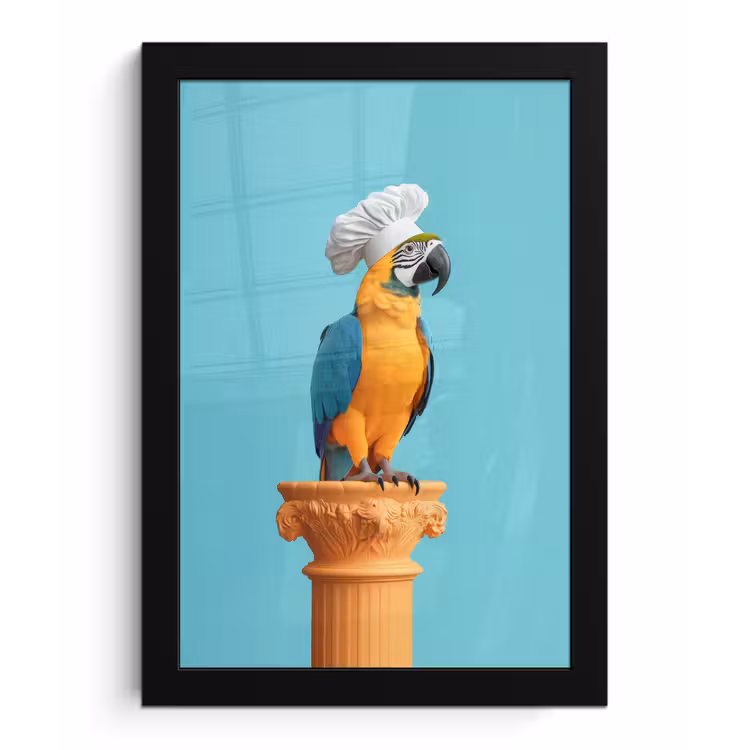 Poster met lijst - Papegaai - Koksmuts - Grappig - Vogel — 1