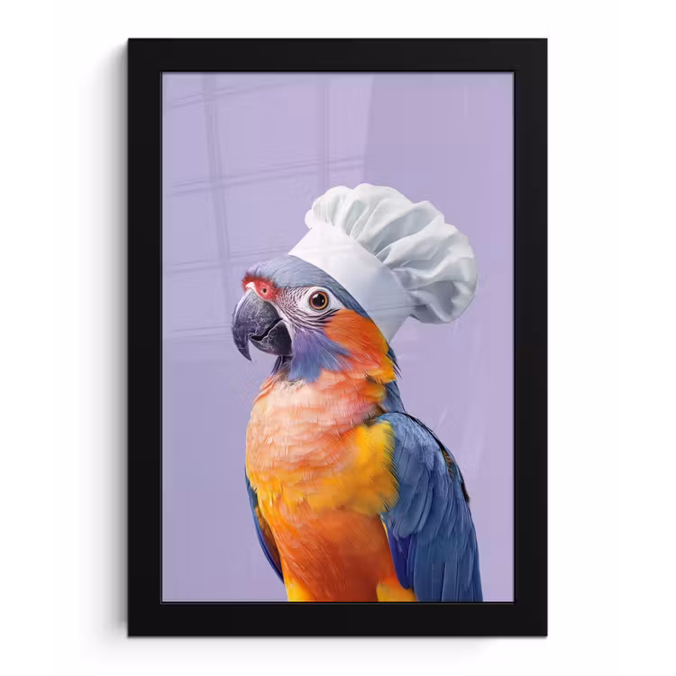Poster met lijst - Papegaai - Koksmuts - Paars - Cute — 1