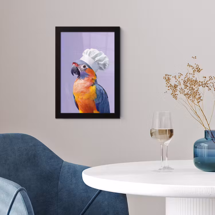 Poster met lijst - Papegaai - Koksmuts - Paars - Cute — 2