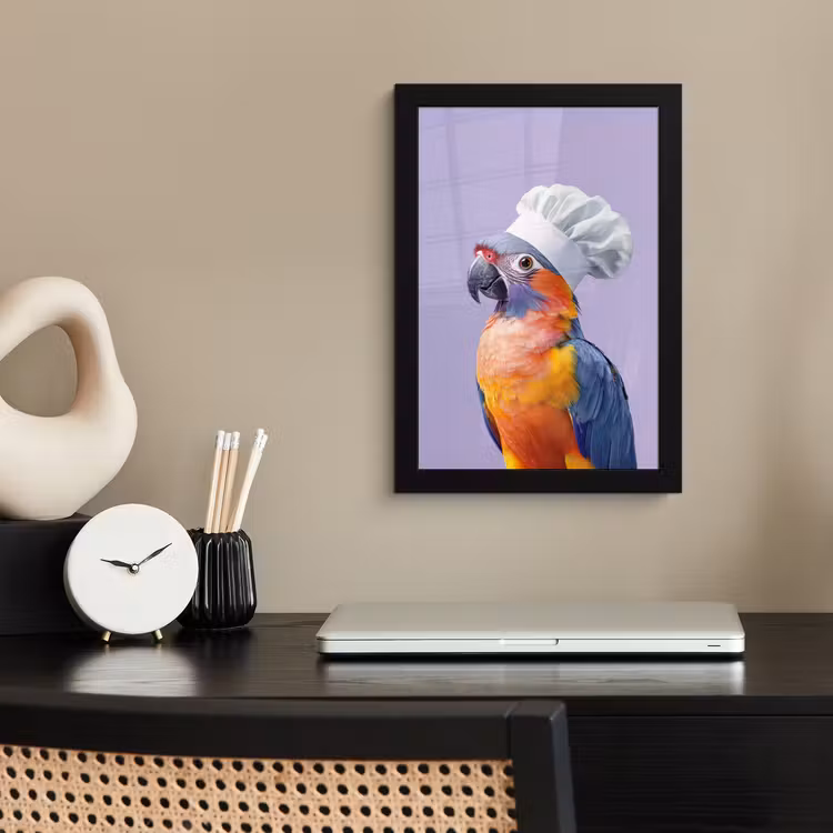 Poster met lijst - Papegaai - Koksmuts - Paars - Cute — 3