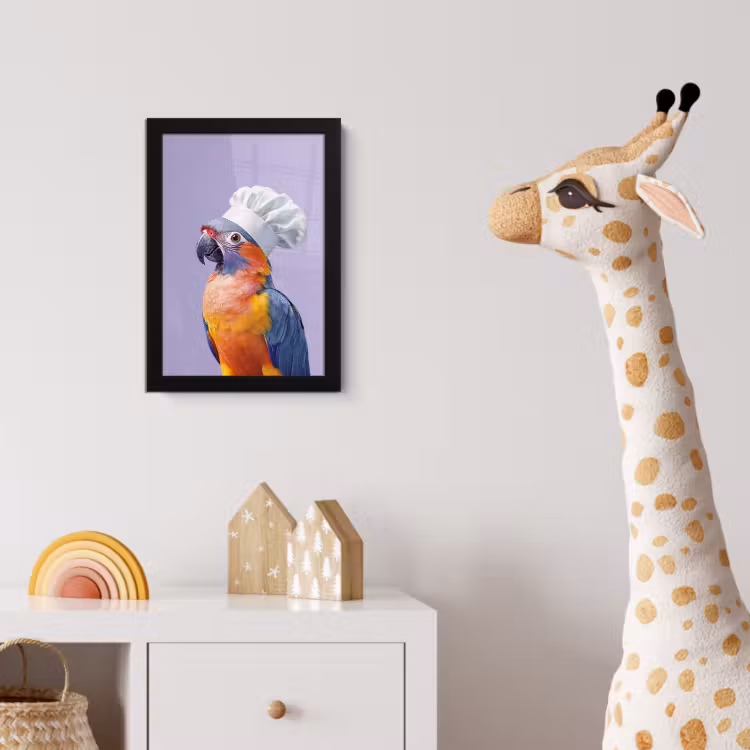Poster met lijst - Papegaai - Koksmuts - Paars - Cute — 5