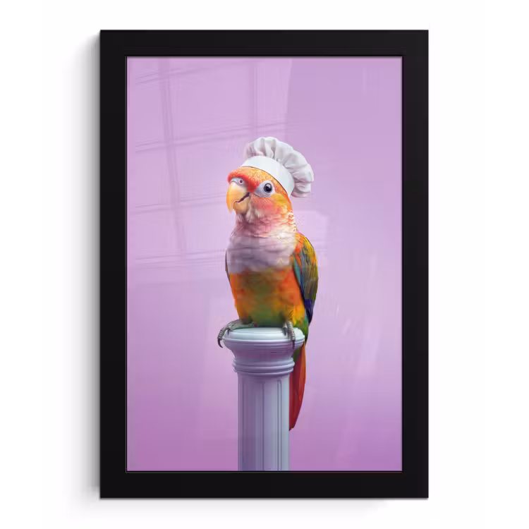 Poster met lijst - Papegaai - Koksmuts - Pilaar - Vogel — 1