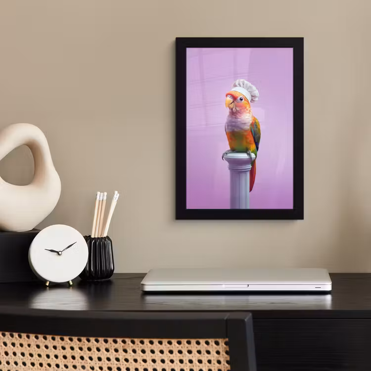 Poster met lijst - Papegaai - Koksmuts - Pilaar - Vogel — 3