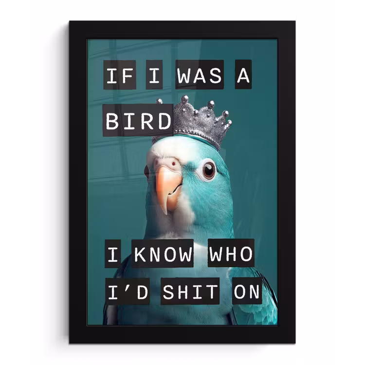 Poster met lijst - Parkiet - Turquoise - Quotes - Decoratie — 1
