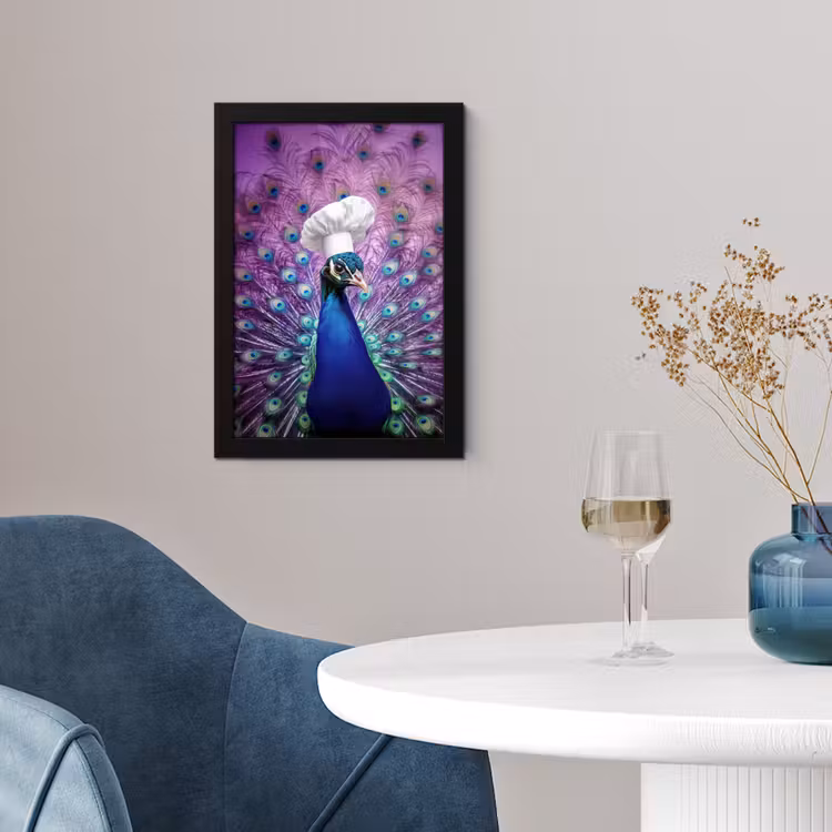 Poster met lijst - Pauw - Koksmuts - Cool - Paars — 2