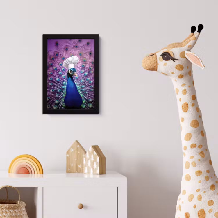 Poster met lijst - Pauw - Koksmuts - Cool - Paars — 5