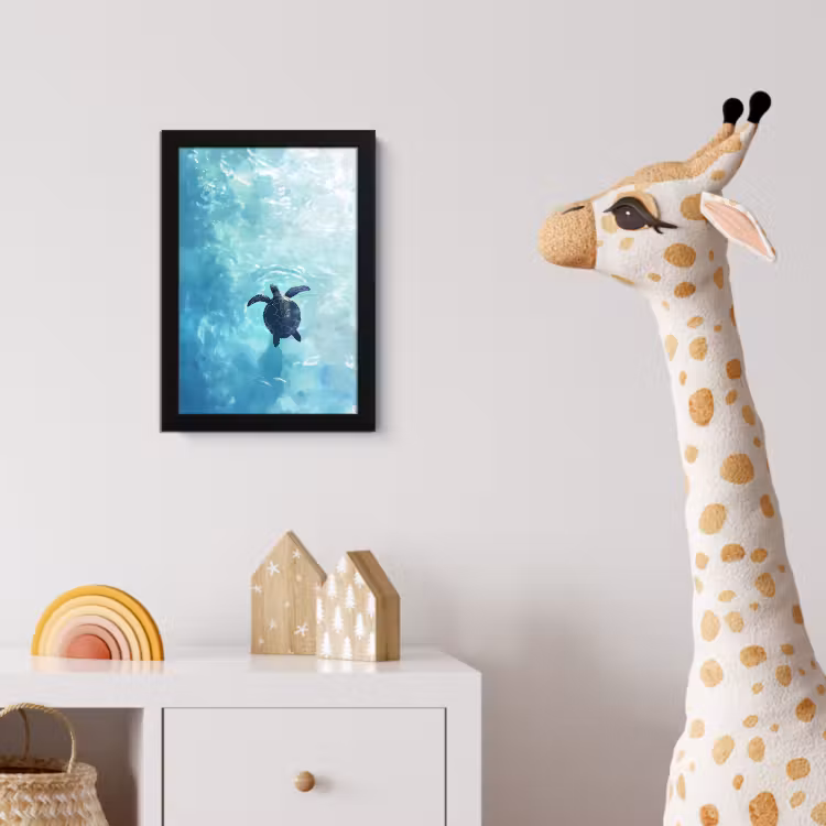 Poster met lijst - Schildpad - Zee - Blauw - Schittering — 5