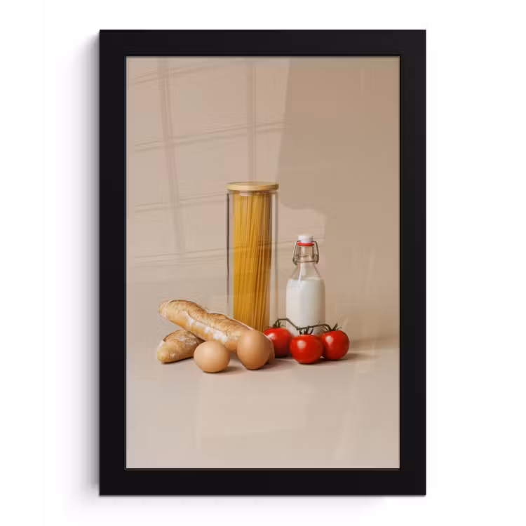 Poster met lijst - Spaghetti - Melk - Tomaten - Eieren - Brood — 1