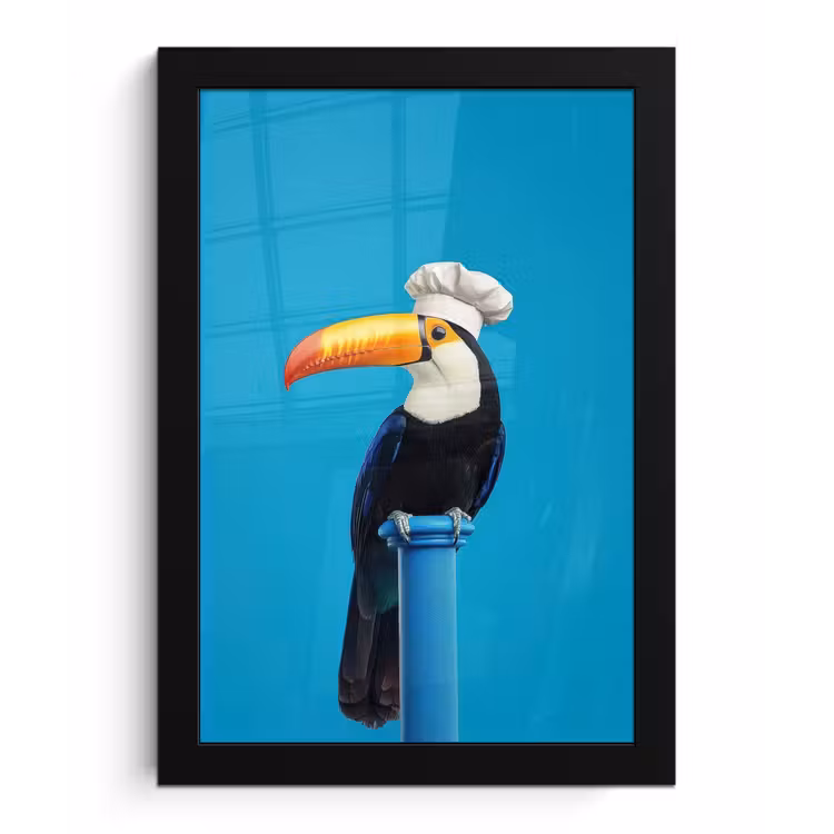 Poster met lijst - Tucan - Sokkel - Vogel - Koksmuts — 1