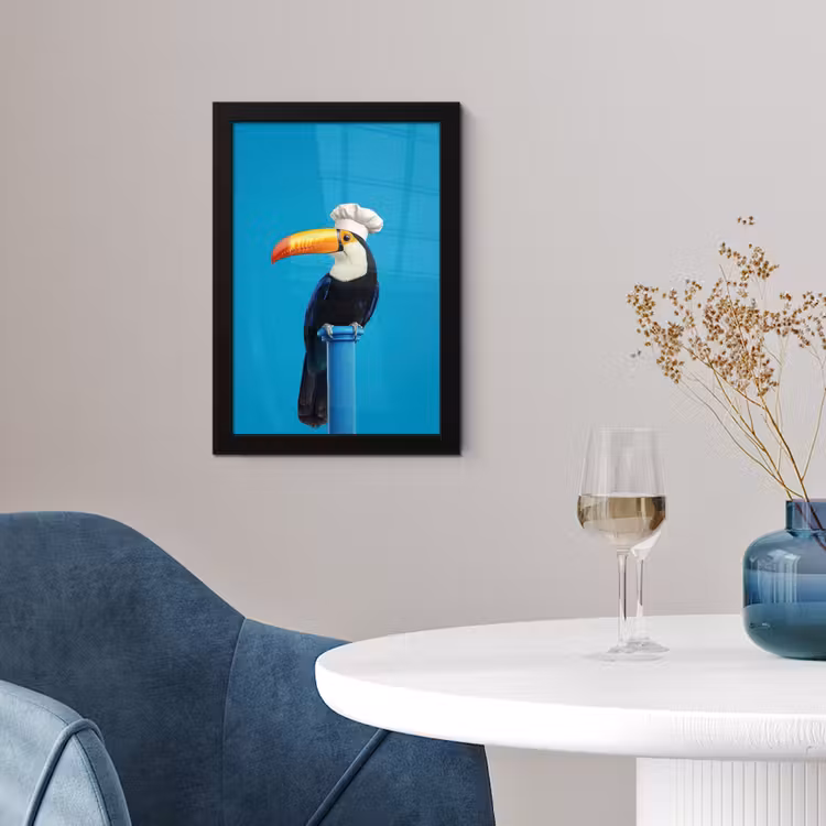 Poster met lijst - Tucan - Sokkel - Vogel - Koksmuts — 2