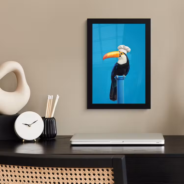 Poster met lijst - Tucan - Sokkel - Vogel - Koksmuts — 3