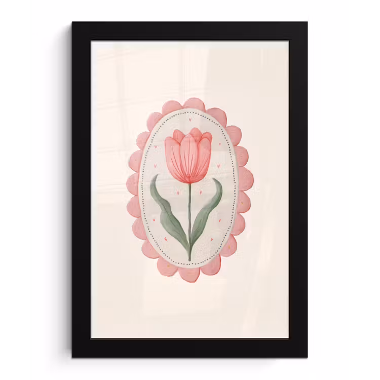 Poster met lijst - Tulp - Lijst - Ovaal - Illustratie — 1