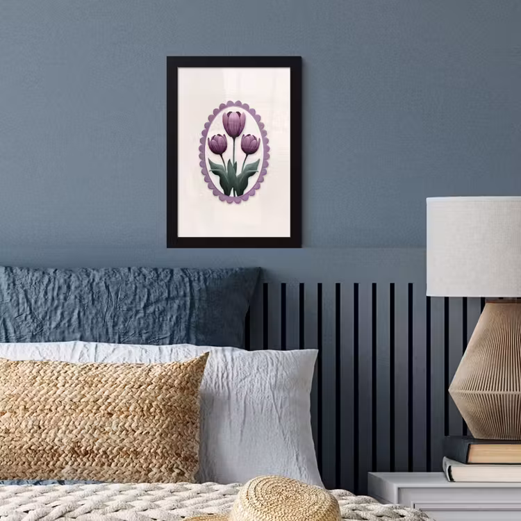 Poster met lijst - Tulpen - Paars - Lijst - Bladeren — 4