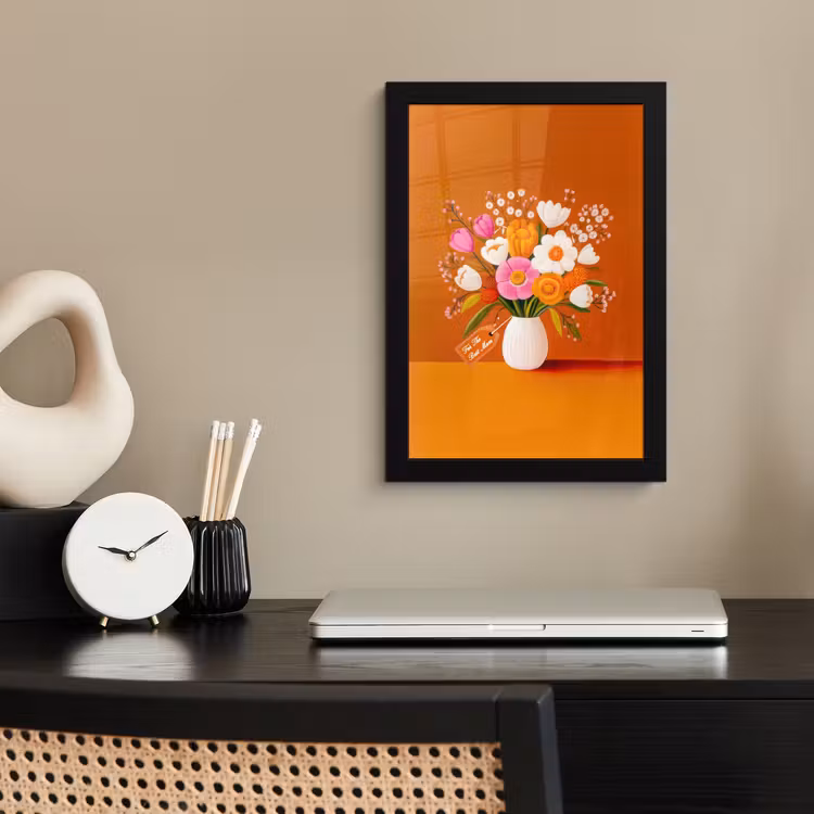 Poster met lijst - Vaas - Bloemen - Oranje — 3