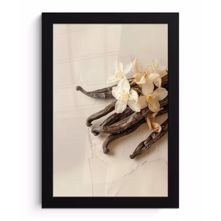 Poster met lijst - Vanille - Bloemen - Beige — 1