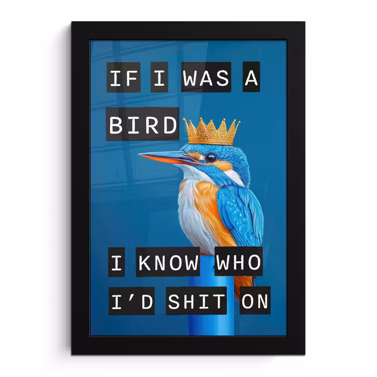 Poster met lijst - Vogel - Decoratie - Ijsvogel - Blauw — 1