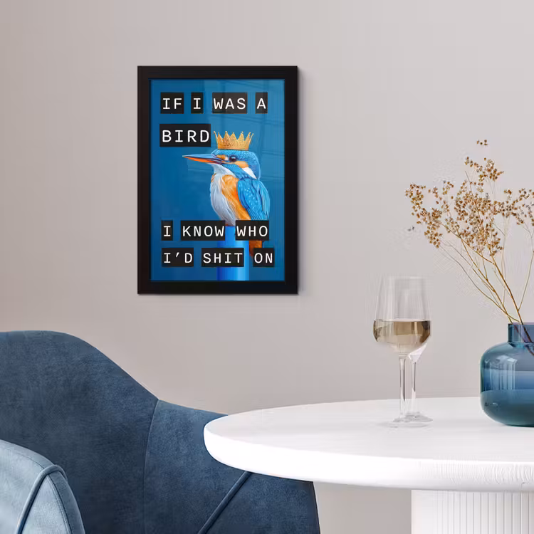 Poster met lijst - Vogel - Decoratie - Ijsvogel - Blauw — 2