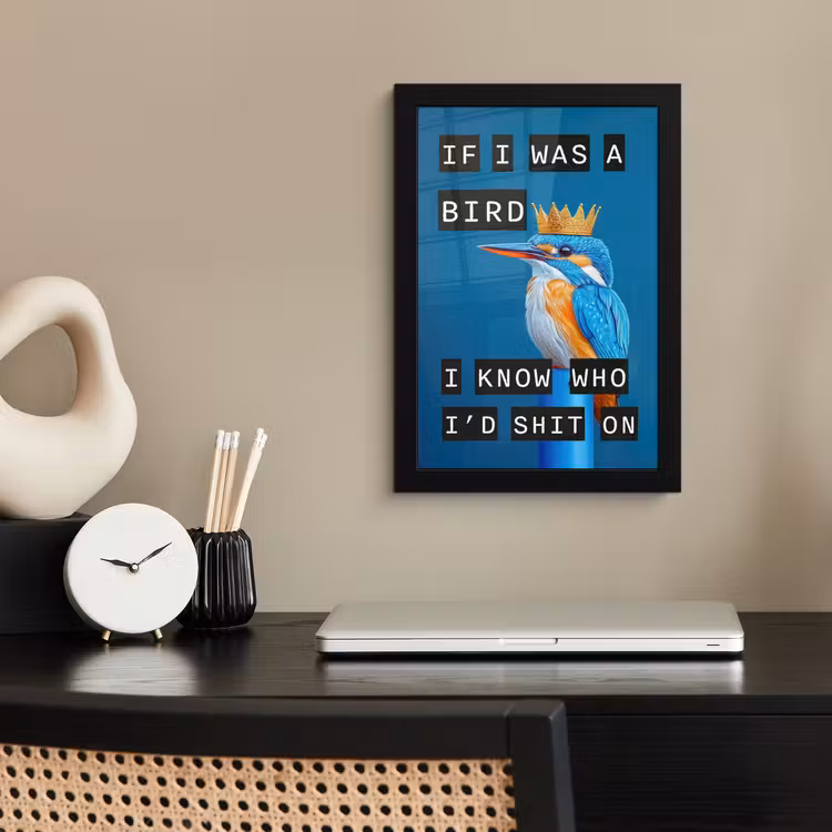 Poster met lijst - Vogel - Decoratie - Ijsvogel - Blauw — 3