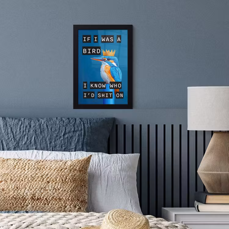 Poster met lijst - Vogel - Decoratie - Ijsvogel - Blauw — 4