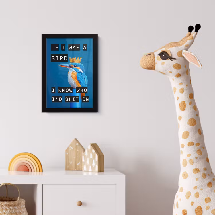 Poster met lijst - Vogel - Decoratie - Ijsvogel - Blauw — 5