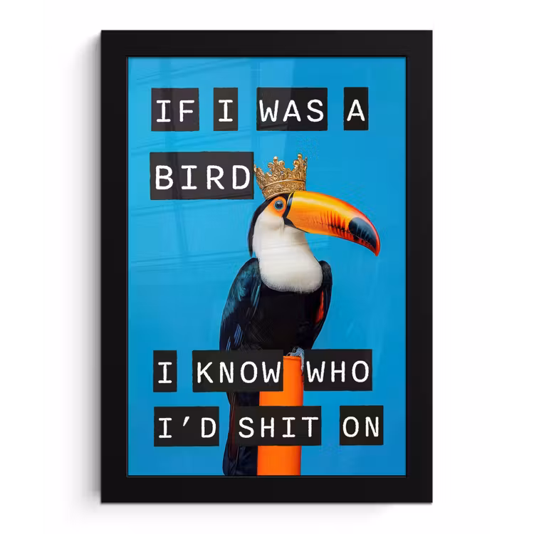 Poster met lijst - Vogel - Toekan - Blauw - Quotes — 1