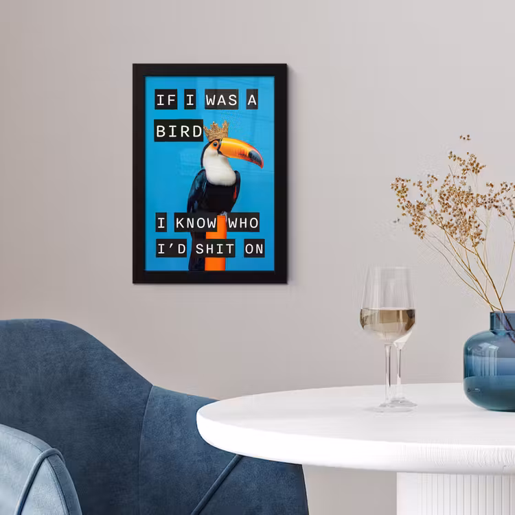 Poster met lijst - Vogel - Toekan - Blauw - Quotes — 2