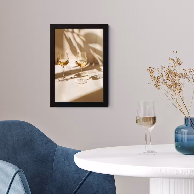 Poster met lijst - Wijn - Wijnglazen - Wit — 2