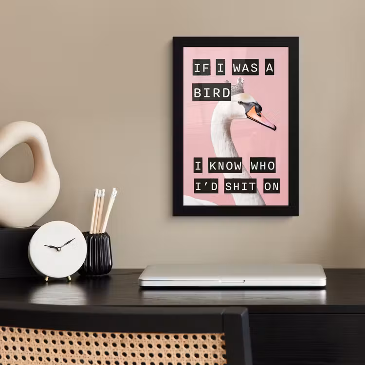 Poster met lijst - Zwaan - Vogel - Decoratie - Roze — 3