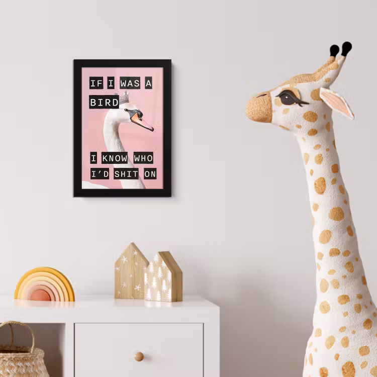 Poster met lijst - Zwaan - Vogel - Decoratie - Roze — 5