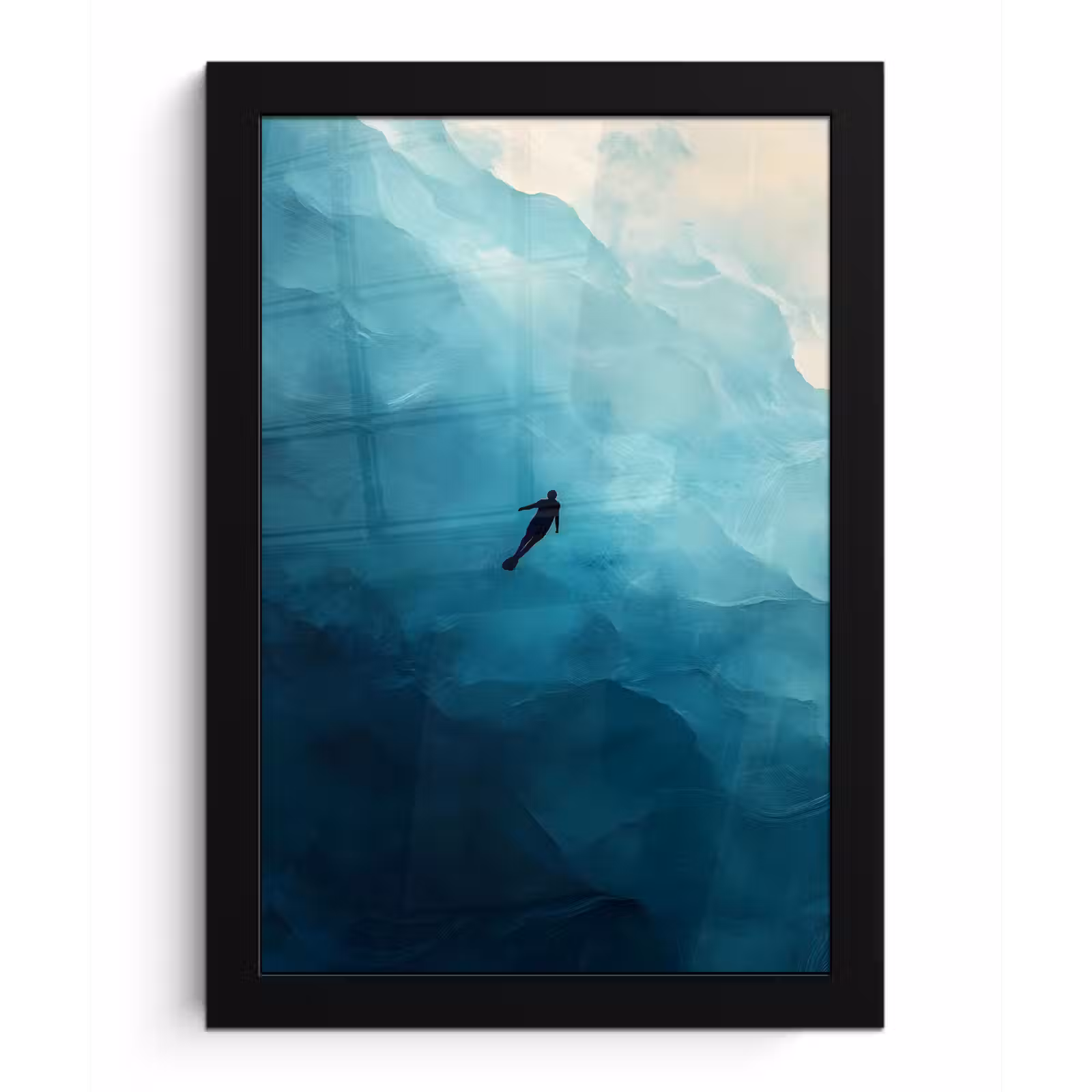 Poster met lijst - Zee - Silhouet - Abstract - Blauw — 1