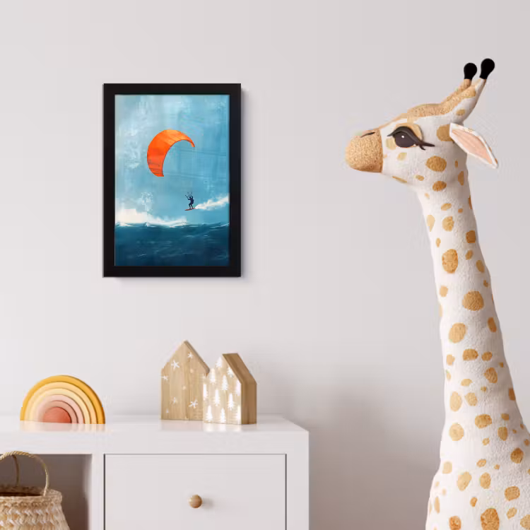 Poster met lijst - Kitesurfer - Oranje - Zee - Lucht — 5