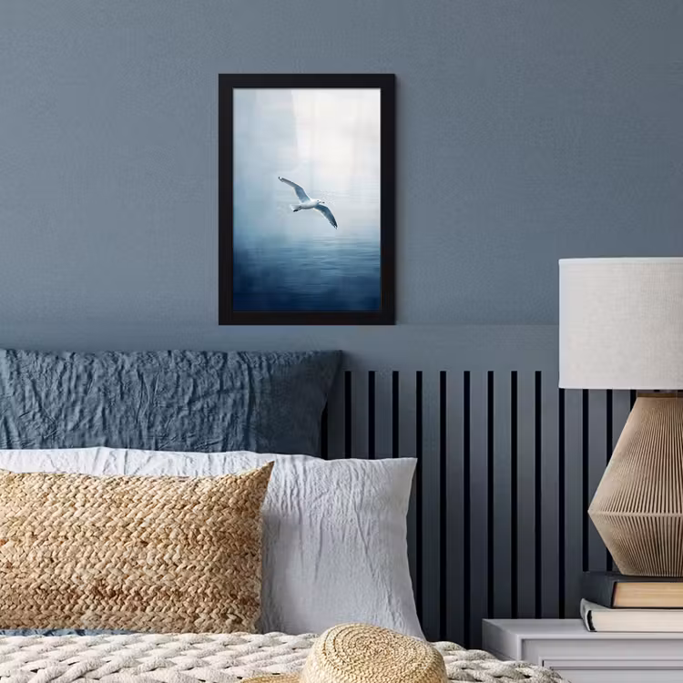 Poster met lijst - Meeuw - Wit - Zee - Mistig — 4