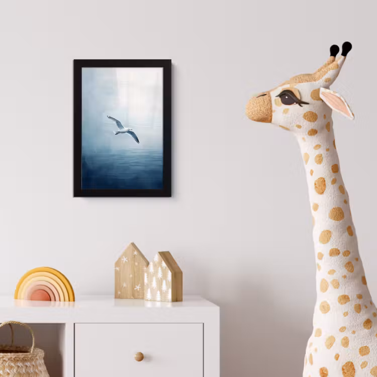 Poster met lijst - Meeuw - Wit - Zee - Mistig — 5