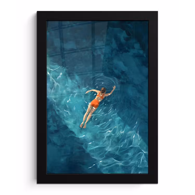 Poster met lijst - Vrouw - Water - Bikini - Oranje — 1