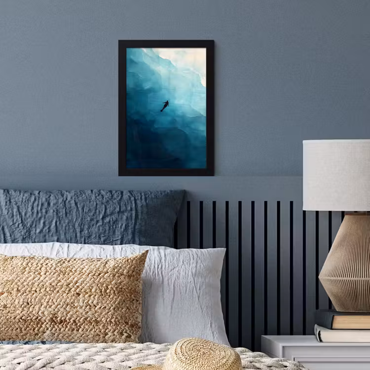 Poster met lijst - Zee - Silhouet - Abstract - Blauw — 4