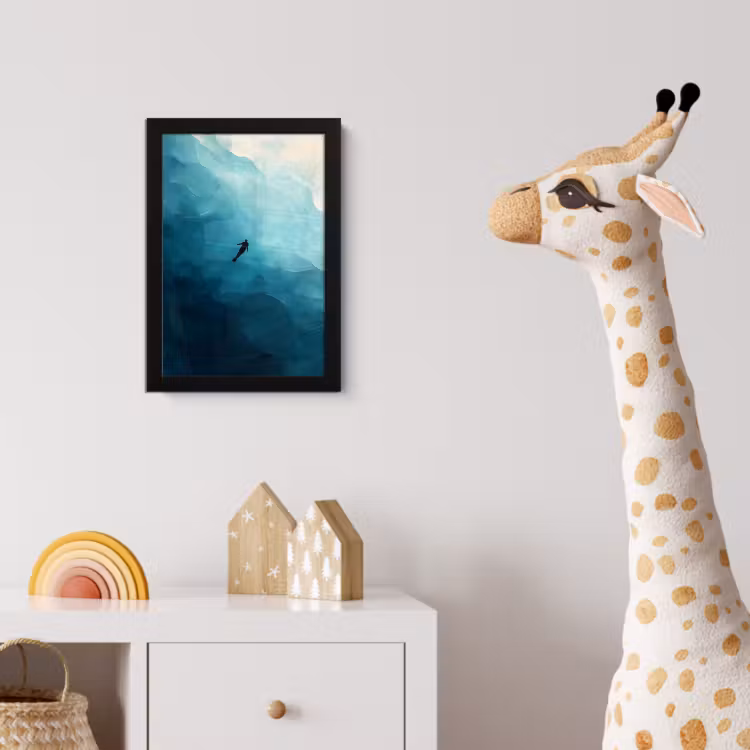Poster met lijst - Zee - Silhouet - Abstract - Blauw — 5