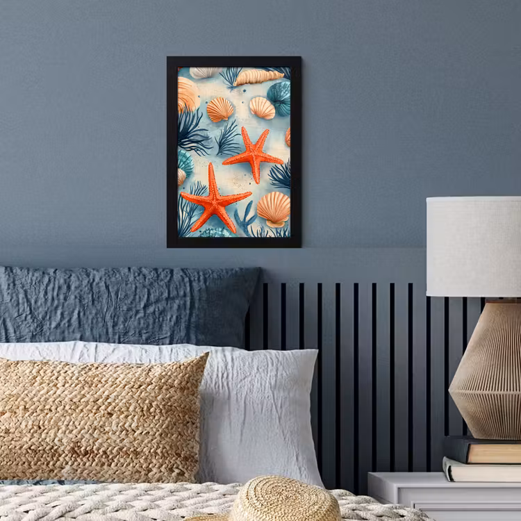 Poster met lijst - Zeesterren - Schelpen - Illustratie - Zand — 4