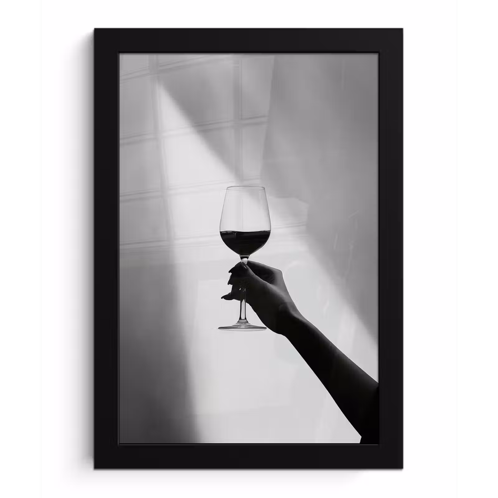 Poster met lijst - Lichtinval - Wijn - Rood - Glas — 1