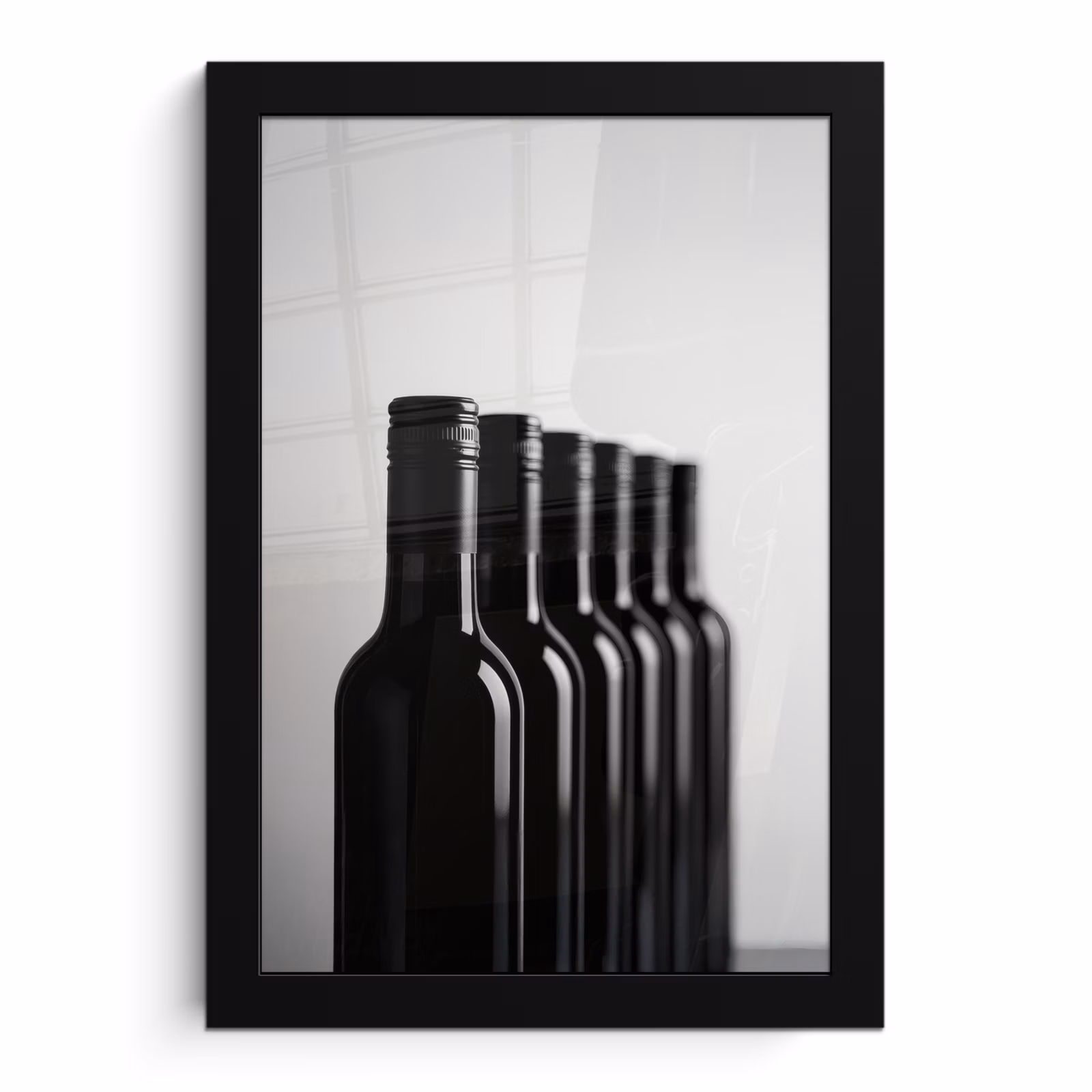 Poster met lijst - Wijnflessen - Zwart - Minimalistisch — 1