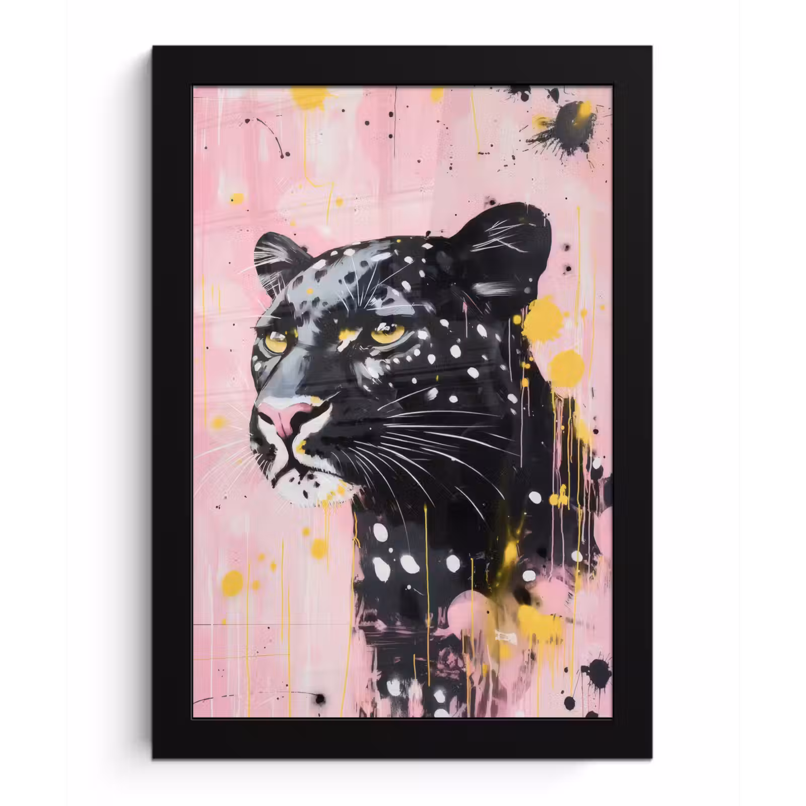 Poster met lijst - Zwart - Panter - Roze - Abstract — 1